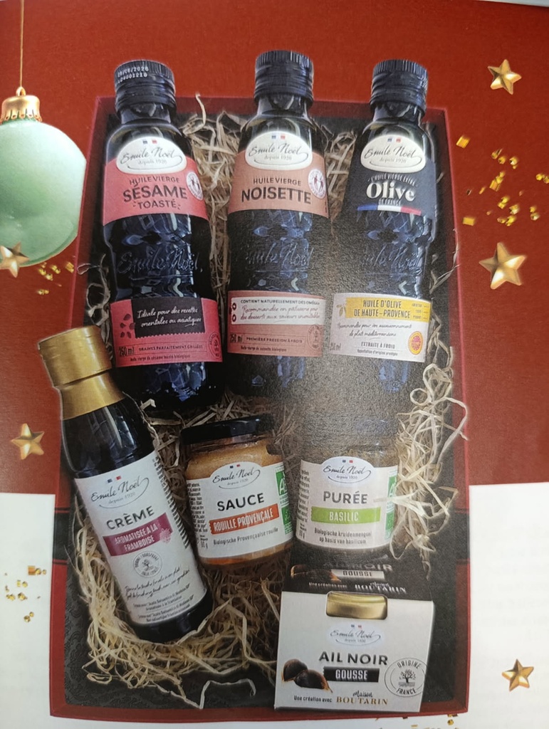 huile vierge olive, sésame, noisette, crème aromatisé framboise, rouille provençale, purée basilic, gousse ail noir