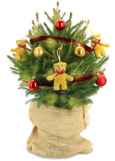Le mini sapin l'ourson en toile de jute  et décoration hors frais d'envoi